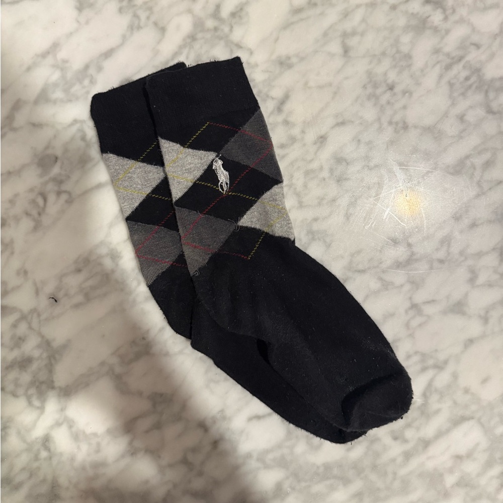 Polo Black and Gray Argyle Dress Socks